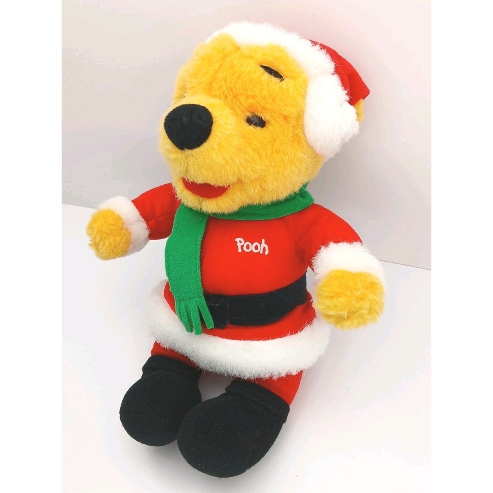 Vintage Mattel Disney Winnie the Pooh Santa Bear 10" Plush Stuffed Toy Christmas - Picture 2 of 7